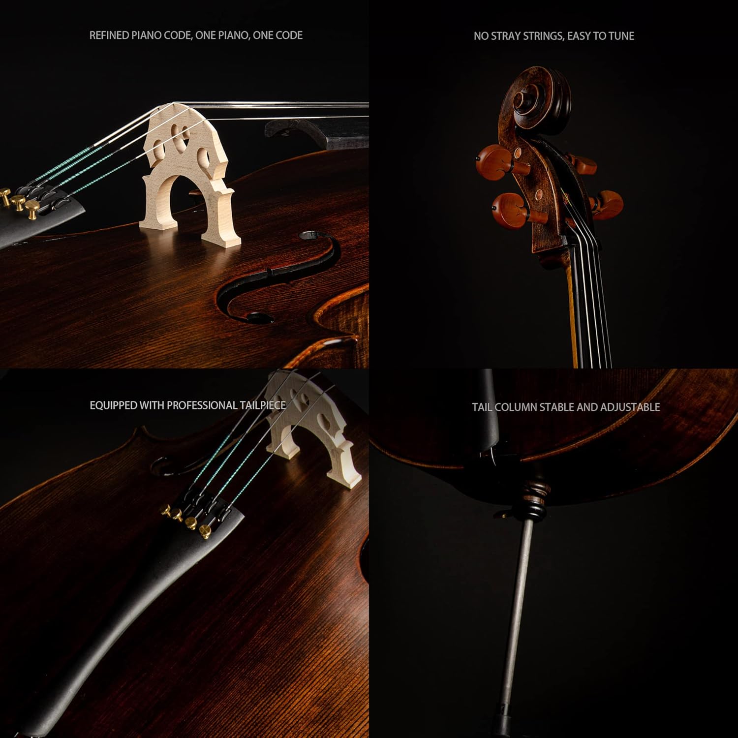 Christina Muse Professional Handmade Carbon Fiber Acoustic Cello Kit with Case and Bow - CHRISTINA