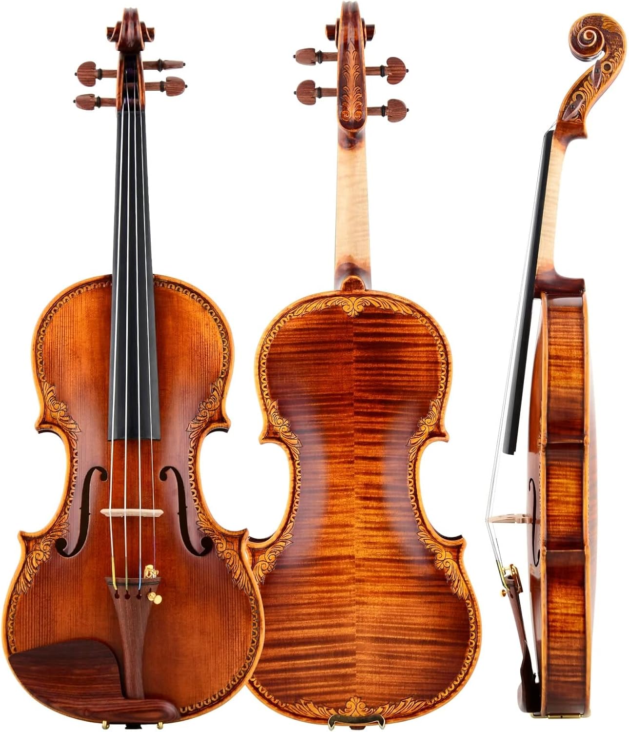 CHRISTINA S200D Carved Professional Acoustic Violin – European Spruce & Maple Handmade Instrument - CHRISTINA