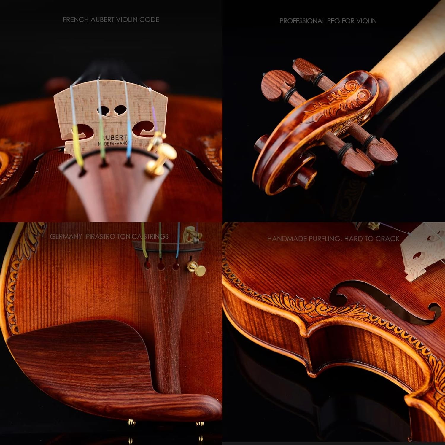 CHRISTINA S200 Carved Acoustic Violin Kit – Handmade European Spruce & Maple, Student to Adult Sizes - CHRISTINA