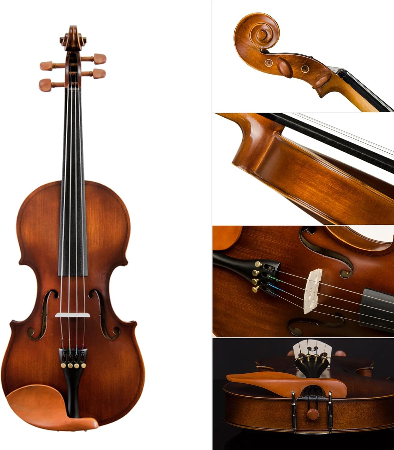 CHRISTINA V01 Beginner Acoustic Violin Kit – Handmade Spruce & Maple Violin with Case, Bow & Accessories - CHRISTINA