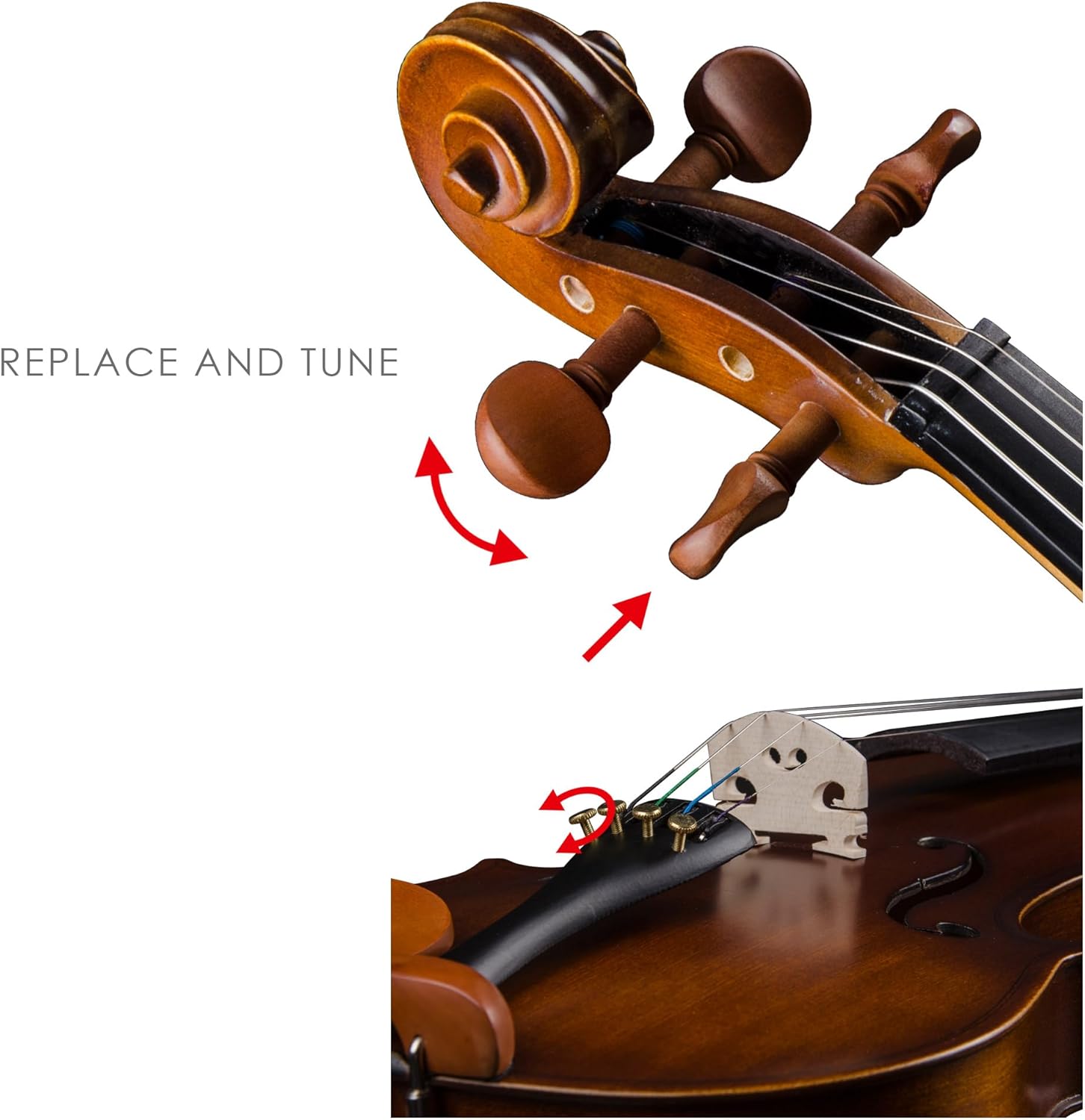 CHRISTINA V01 Beginner Acoustic Violin Kit – Handmade Spruce & Maple Violin with Case, Bow & Accessories - CHRISTINA