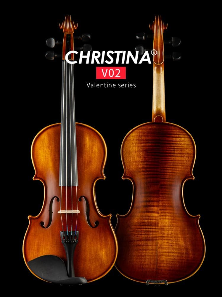 Christina V02 Beginner Acoustic Violin Kit with Case, Bow, Tuner & Accessories - CHRISTINA