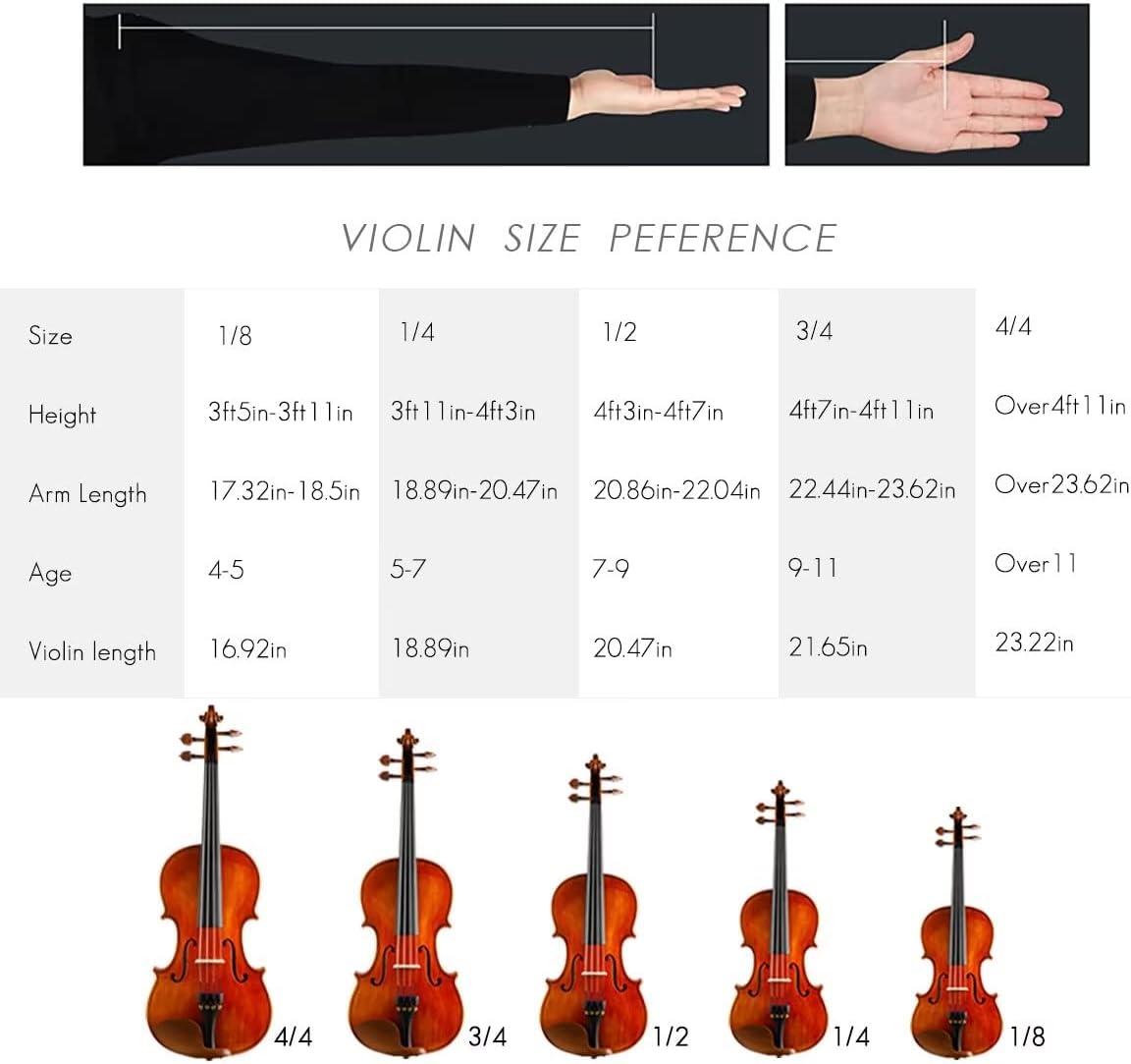 Christina V04 Full Size Acoustic Violin Kit for Beginners, Handmade Spruce & Maple Violin with Case, Bow, Tuner & Accessories - CHRISTINA