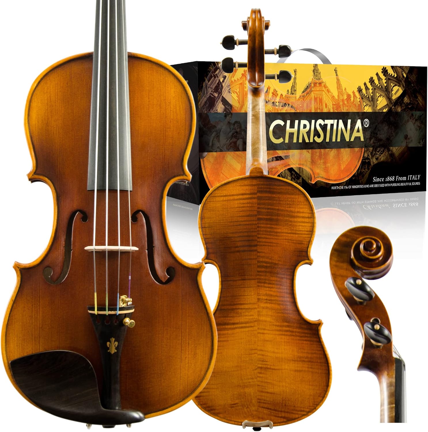 CHRISTINA V05B Handmade Acoustic Violin Kit for Beginners & Students | Spruce & Maple | Multiple Sizes Available - CHRISTINA