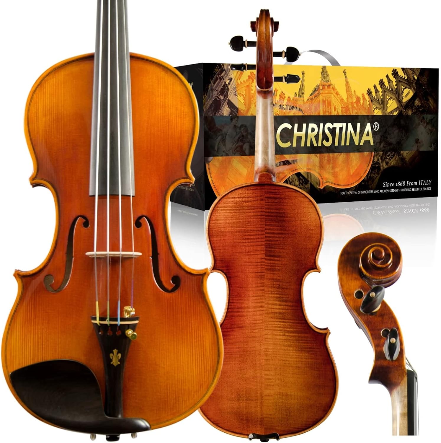 CHRISTINA V05C Handmade Professional Acoustic Violin Kit for Beginners and Adults - CHRISTINA
