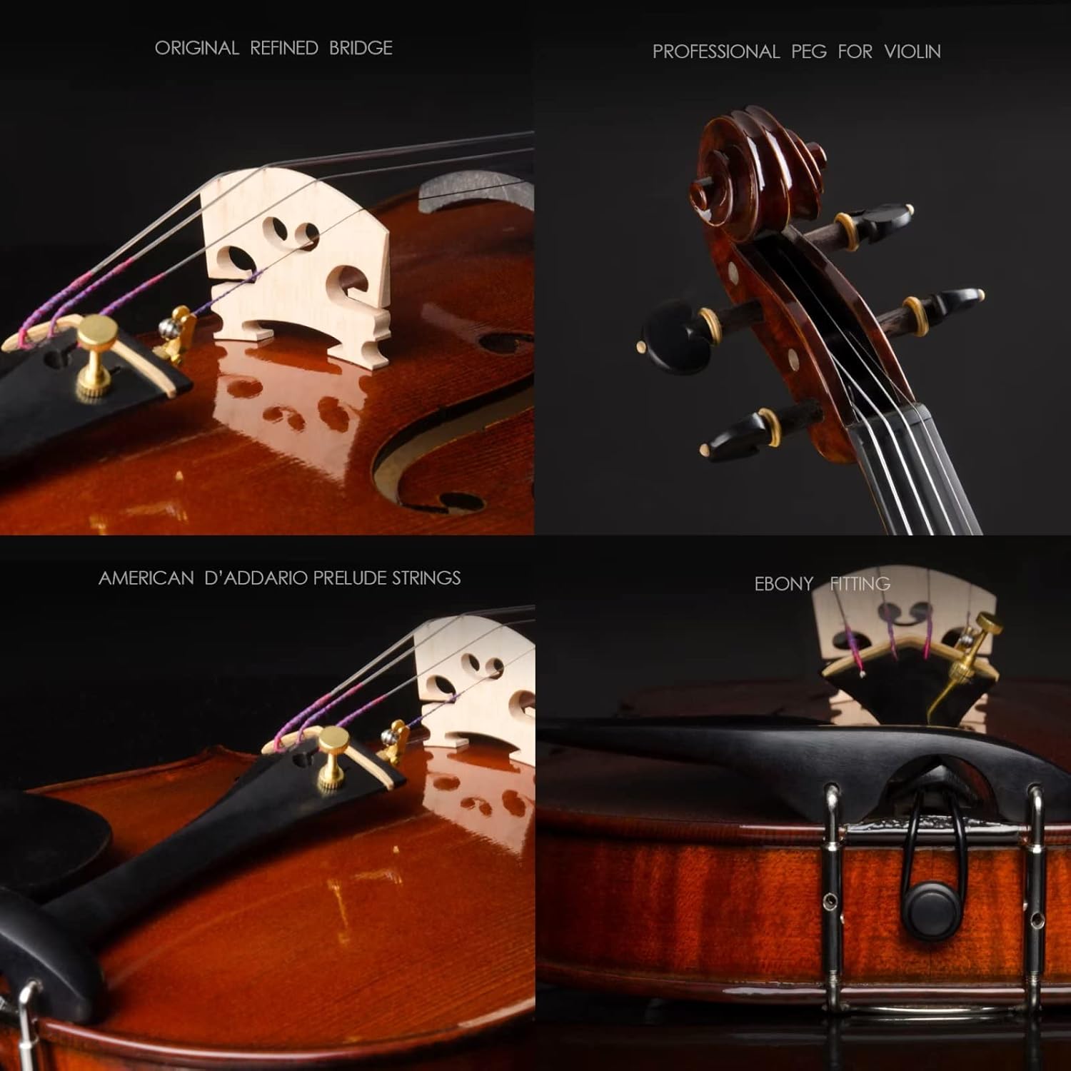 CHRISTINA V05D Professional Handmade Acoustic Violin Kit – Full Size & Fractional Sizes – European Spruce & Maple - CHRISTINA