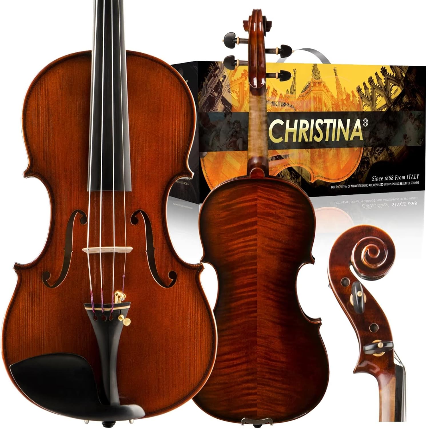 CHRISTINA V05D Professional Handmade Acoustic Violin Kit – Full Size & Fractional Sizes – European Spruce & Maple - CHRISTINA