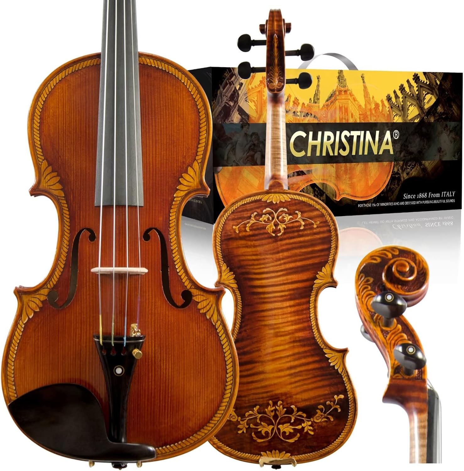 CHRISTINA V07 Limited Violin Kit – Handmade Professional Acoustic Violin, Spruce Top & Maple Back - CHRISTINA
